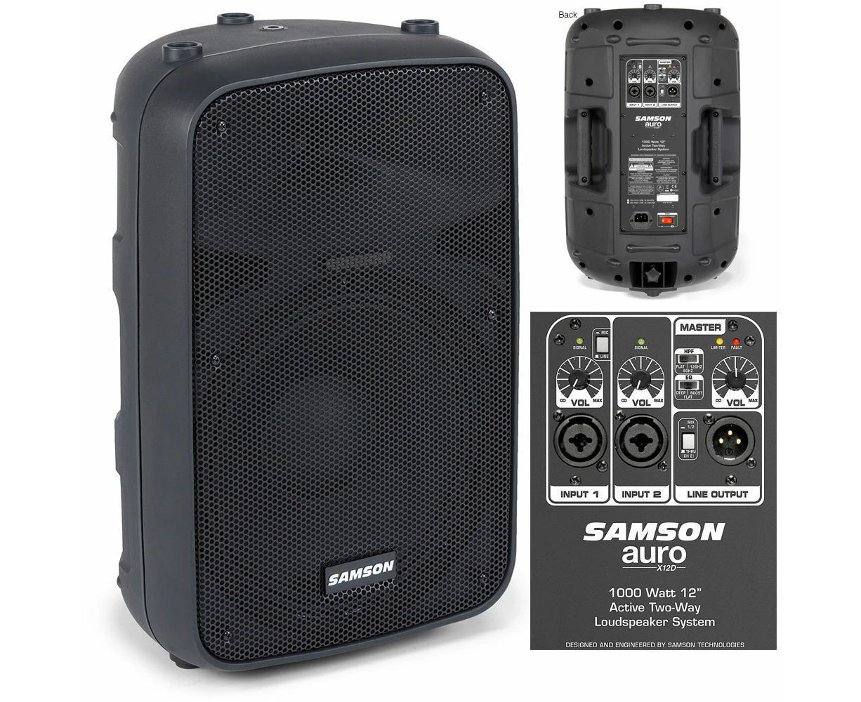 Samson Auro X12D 1000w PA Speaker System f/ Instruments/Gig/Events/Mic/Guitar/DJ