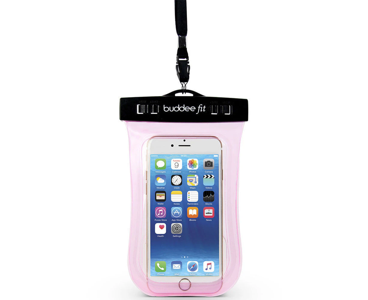 Buddee Universal Waterproof Pouch for Smartphone iPhone Armband Lanyard Pink