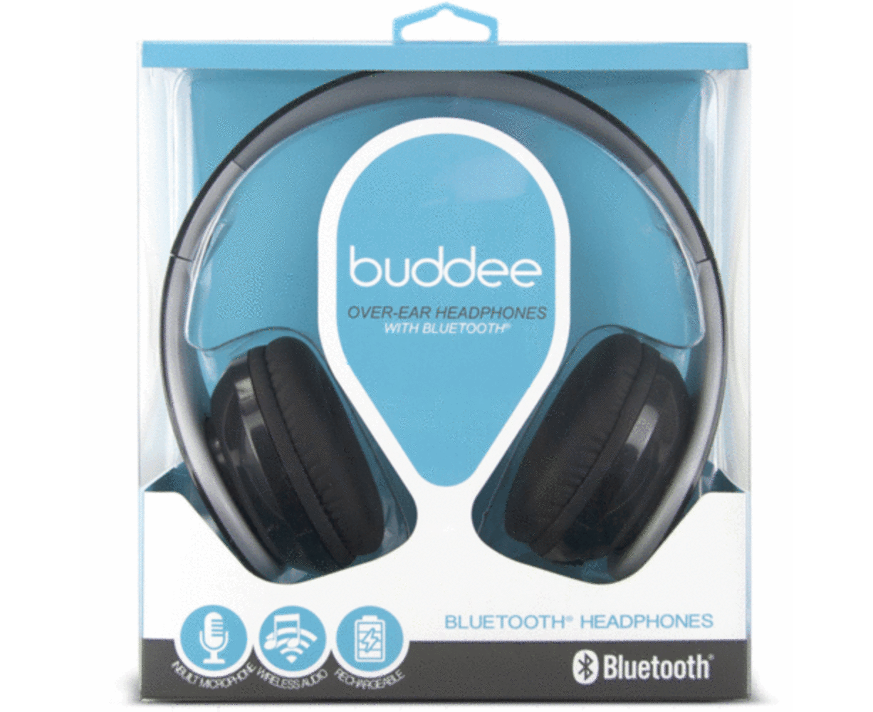 Buddee Wireless Bluetooth Over-Ear Headphones/Headset w/ Mic Rechargeable Black