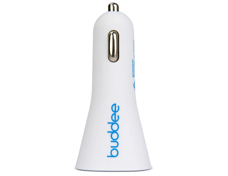 Buddee Dual Port USB Car Charger for Android iPhone iPad Tablet GPS 2.1A White