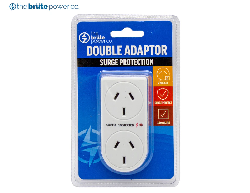 The Brute Power Co. 2-Outlet Double Vertical Adapter w/ Surge Protection