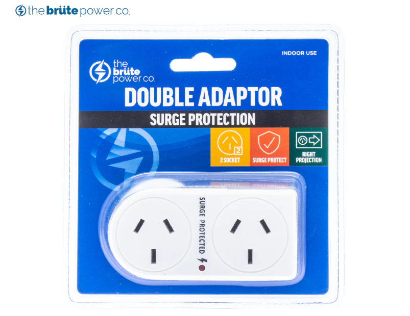 The Brute Power Co. 2-Outlet Flat Right Adaptor w/ Surge Protection