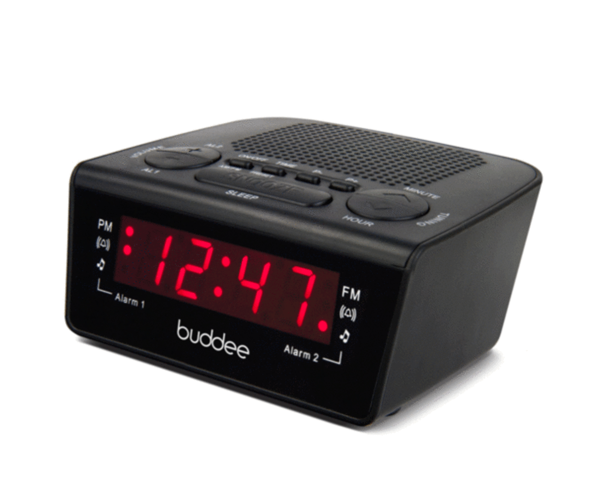 Buddee AM/FM Dual Alarm Digital Clock Radio w/ 0.6" LED Display/Snooze Black