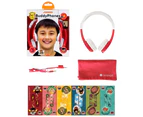 2x Buddyphones Explore Kids Safe Foldable Headphones Headset 3.5mm w/Mic Red