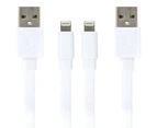 2x Gecko MFI 1m Lightning USB Charging Flat Cable Data Sync for iPhone X/XS WHT
