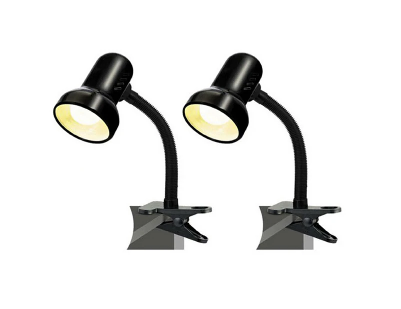 2PK Sansai Black Clip On Clamp Desk Lamp/Light Adjustable/Flexible Neck Office