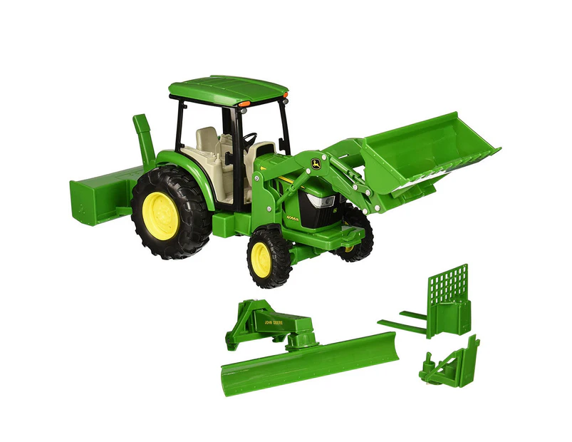 John Deere 1:16 4066R Tractor w/ Loader/Snow Blower/Blade/Lights/Sound Kids Toy