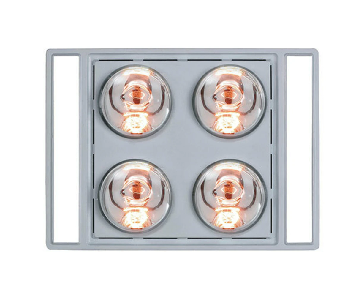 Heller 3 in 1 LED Ceiling Bathroom Exhaust Fan w/ Duct Kit/Heat Globes Silver