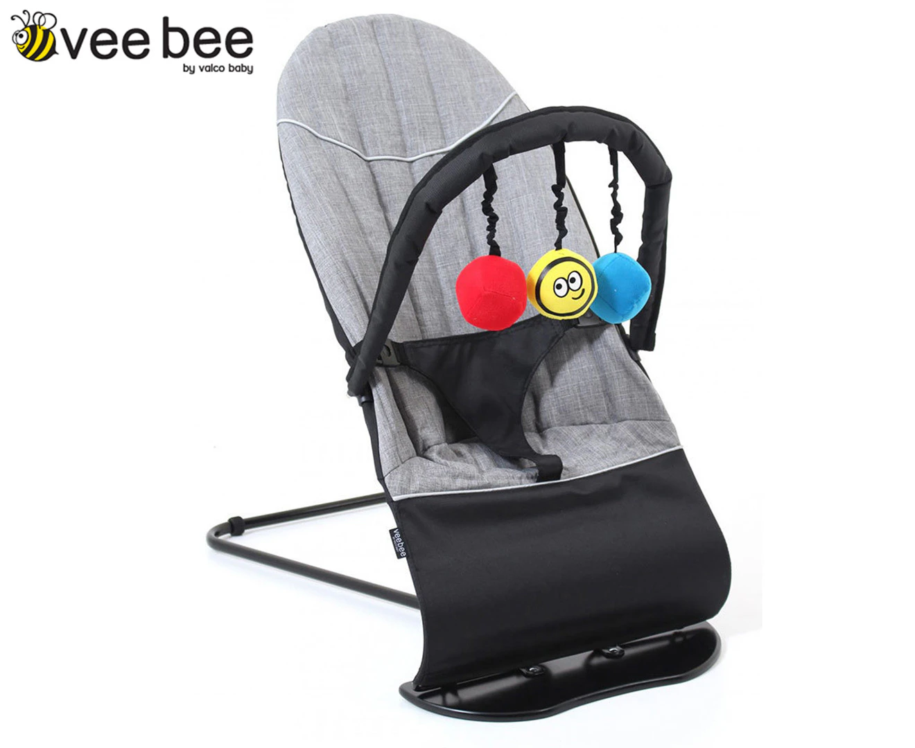 Vee Bee Baby Minder Cushioned Rocker/Bouncer for Infant Seat/Chair w/Toys Gray