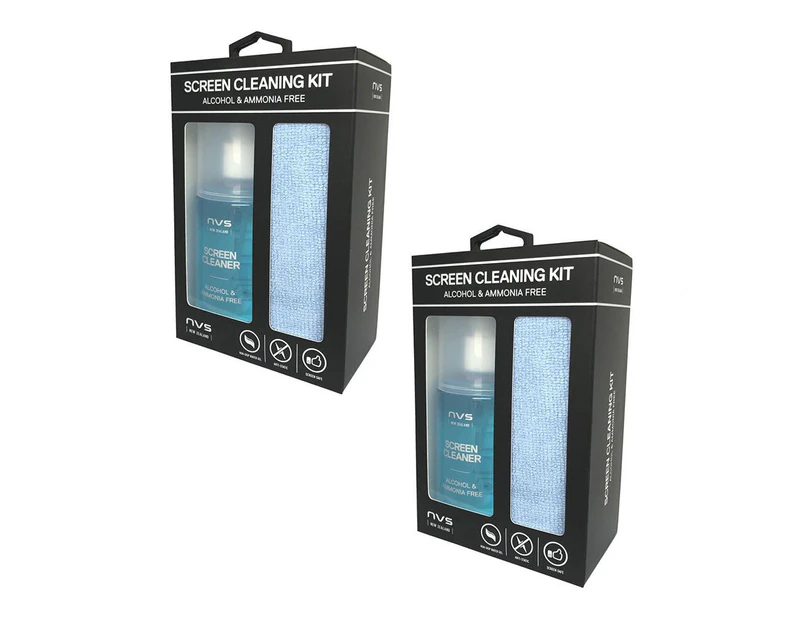 2x 200ml NVS Cleaner/Microfibre Cloth Cleaning Kit f/Computer Screens/Monitor