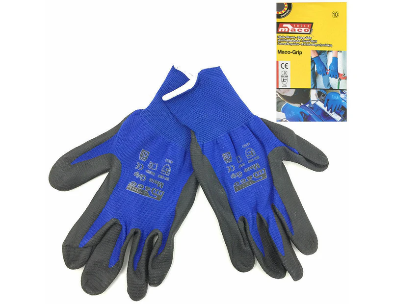 Maco-Grip Work Gloves Super Grip Nitrile Coated Construction/Mechanic Safety