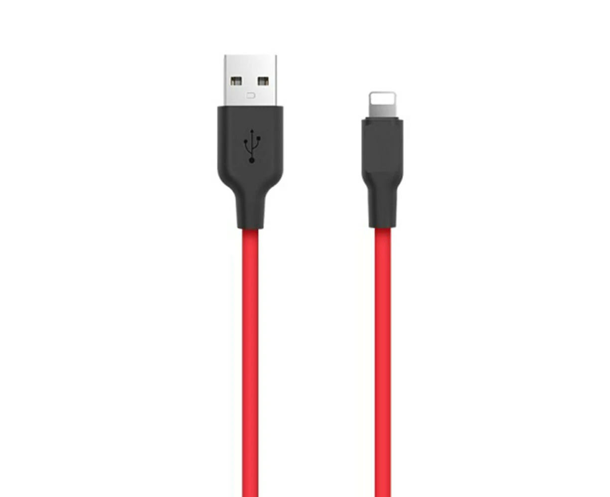 Philex 1m Silicone 2A Charge/Sync 8 Pin Cable to USB for Apple iPhone Red