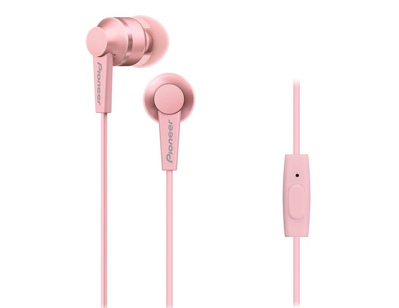 Pioneer SE-C3T-P In-Ear Headset/Headphones Earbuds w/ Mic for Smartphones Pink