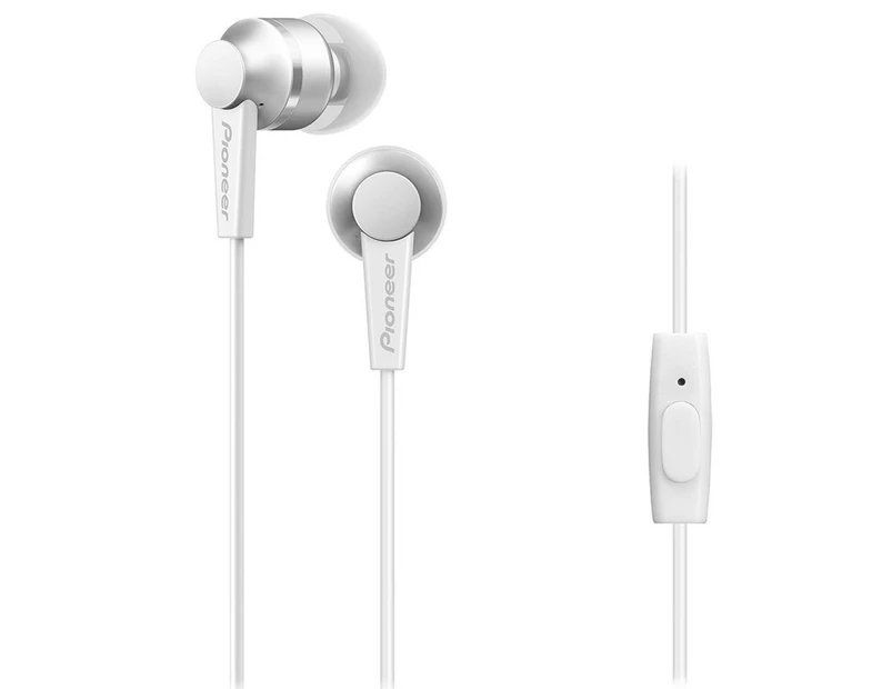 Pioneer SE-C3T-W In-Ear Headset/Headphones Earbuds w/ Mic for Smartphones White