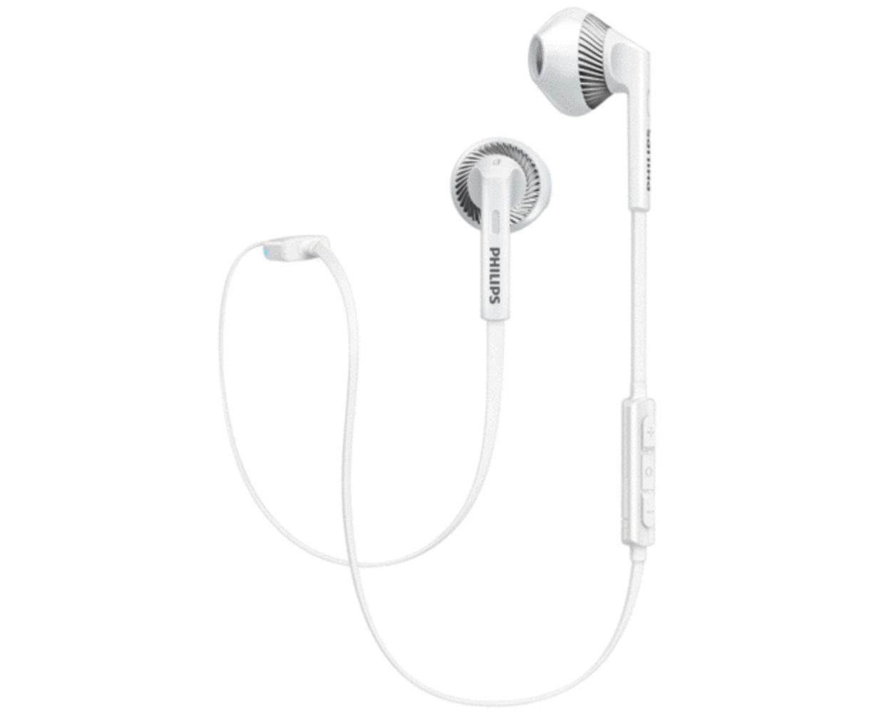 Philips SHB5250WT Wireless Bluetooth Earphones Headphones Headset w/ Mic White