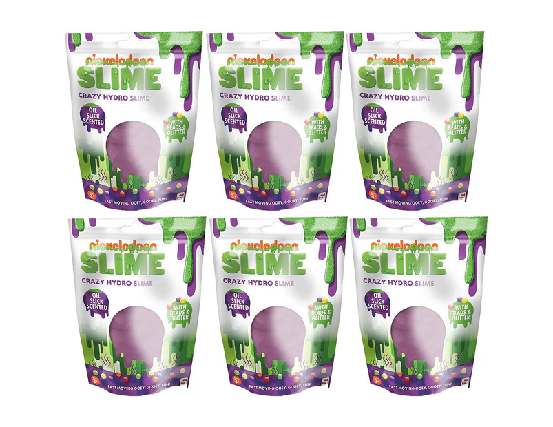 6x Nickelodeon Slime Crazy Hydro Slime w Beads/Glitter Toy/Game f Kids Oil Slick