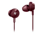 Philips BASS+ In Ear Headphones/Earphones/Mic/Remote for Smartphone/iPhone/Red
