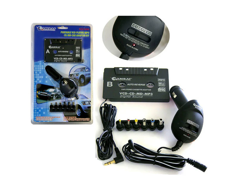 Sansai Portable VCD/CD/MD/MP3 Car Stereo Cassette/Tape Adaptor/Converter Kit