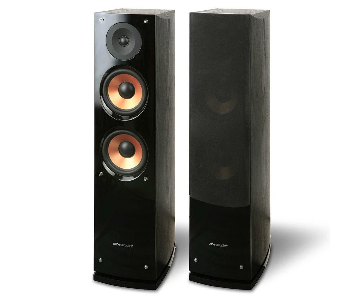 Pure Acoustics 200W Supernova Floor Standing Speaker Pair for Home Theatre Black