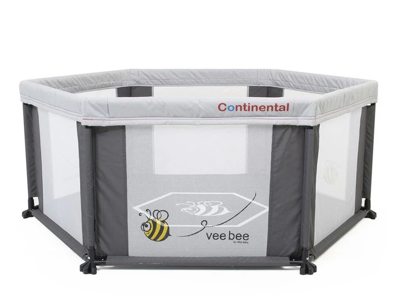 VeeBee by Valco Continental 6 Sided Play Yard Playpen - Marble Grey