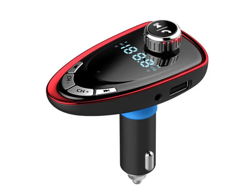 Wireless Handsfree Car Bluetooth FM Transmitter/Aux/2.1A Dual USB Charger Red