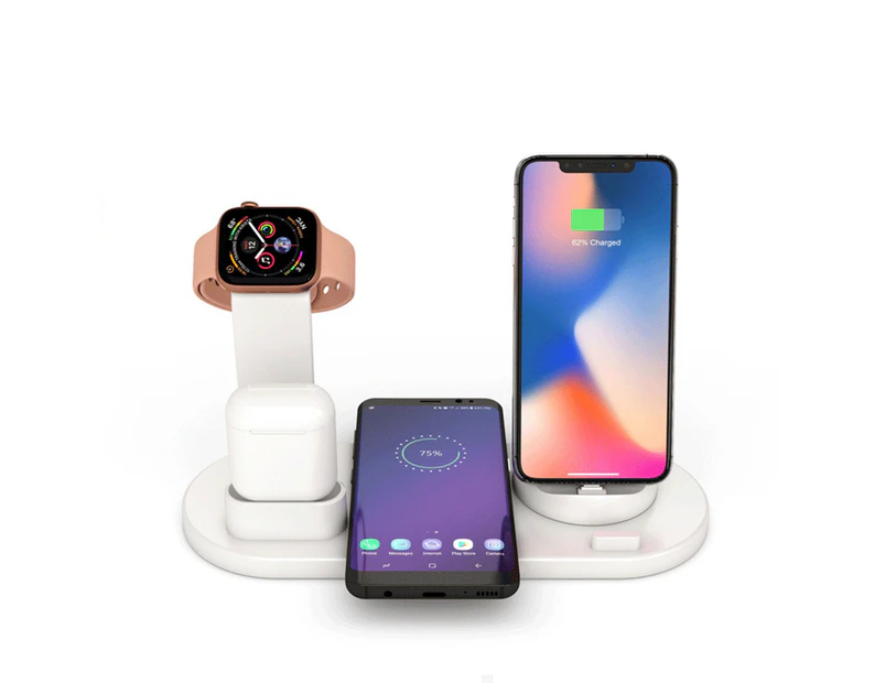 Wireless Charger Station/Micro/USB-C for iPhone/Apple Watch/Air pods/Samsung WHT