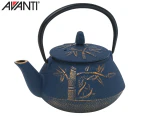 Avanti 800mL Bamboo Cast Iron Teapot - Navy/Bronze