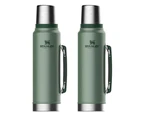 2PK Stanley Classic Vacuum Insulated Double 1L Drink Bottle Stainless Steel GRN