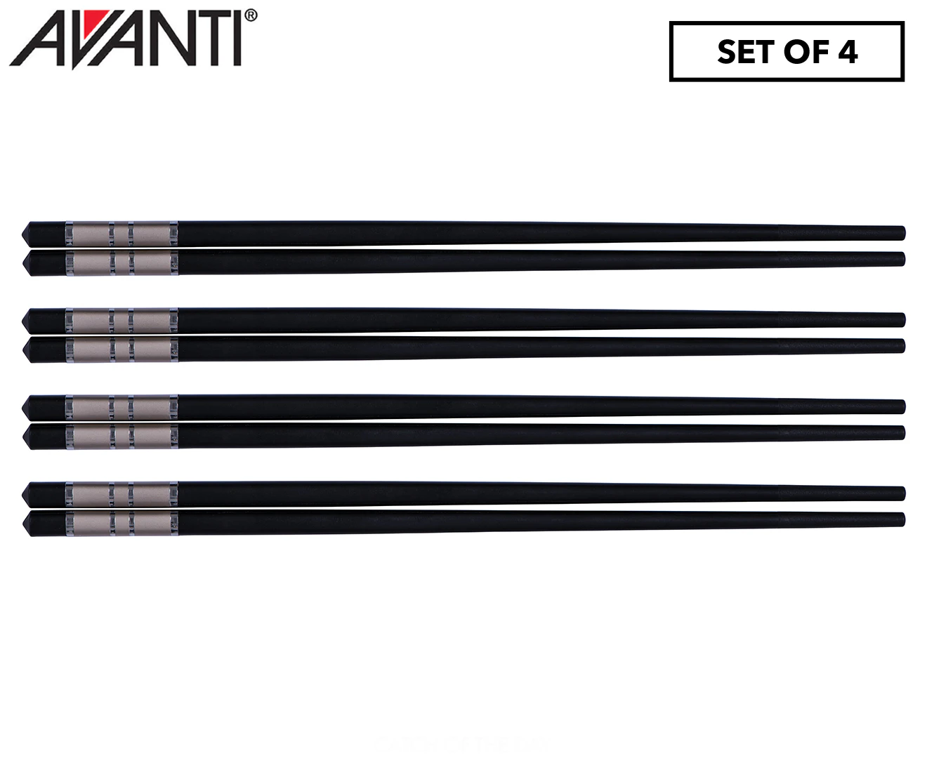 Avanti 24cm Alloy Chopsticks w/ Silver Trim 4pk