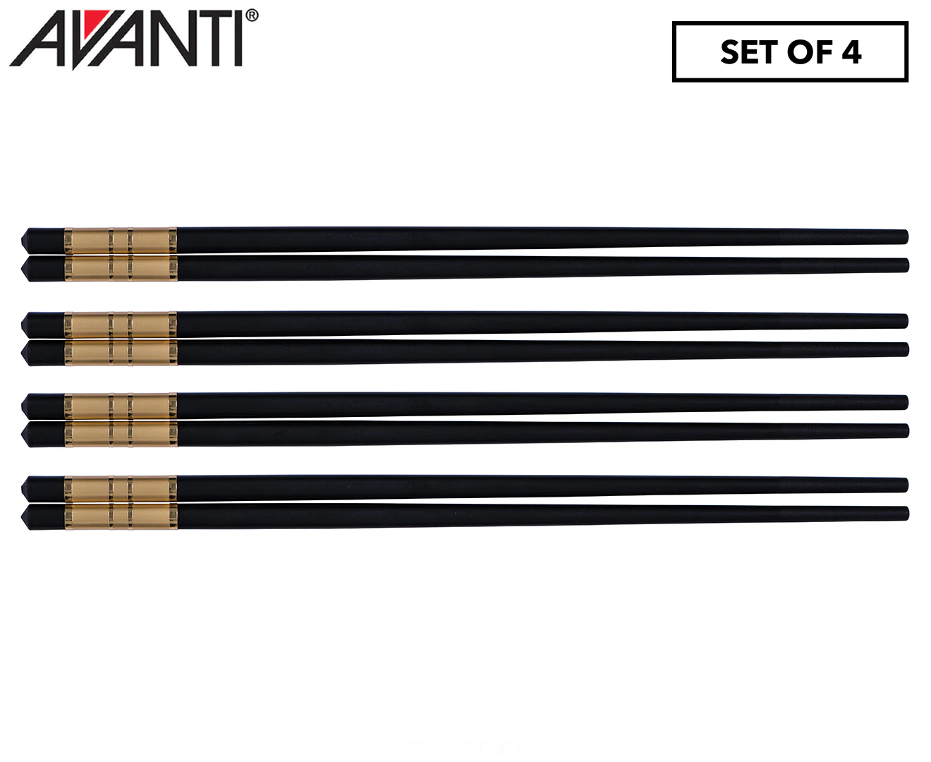 Avanti 24cm Alloy Chopsticks w/ Gold Trim 4pk