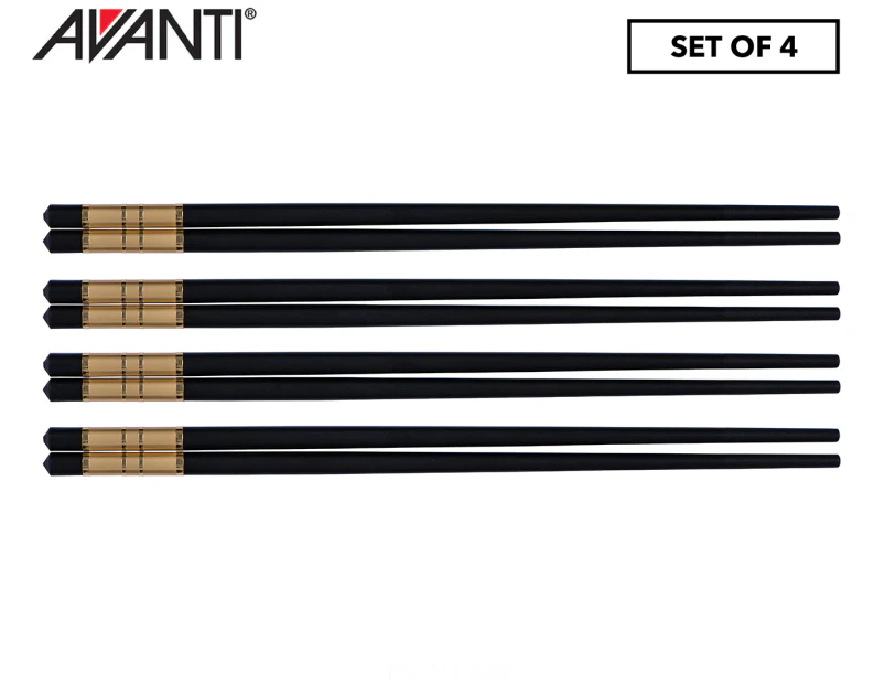 Avanti 24cm Alloy Chopsticks w/ Gold Trim 4pk