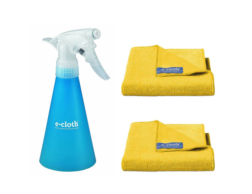 E-Cloth Water Spray Bottle Container w 2pc E-Cloth Bathroom Cloths Towels Yellow