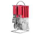48pc Avanti Hanging Cutlery Set Stainless Steel Tea Spoon Fork Knife w  Rack Red