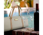 2 x Sachi Wine Bottle Insulated Cold Handbag Tote Carrier Purse Bag Handle Taupe