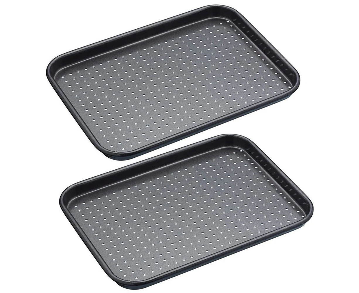 2 x Mastercraft Carbon Steel Crusty Bake Baking Food Cookie Pastry Tray Pan Sheet