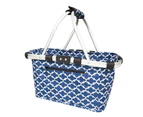 2 x Sachi 49cm Collapsible Foldable Picnic Shopping Carry Basket Moroccan Navy