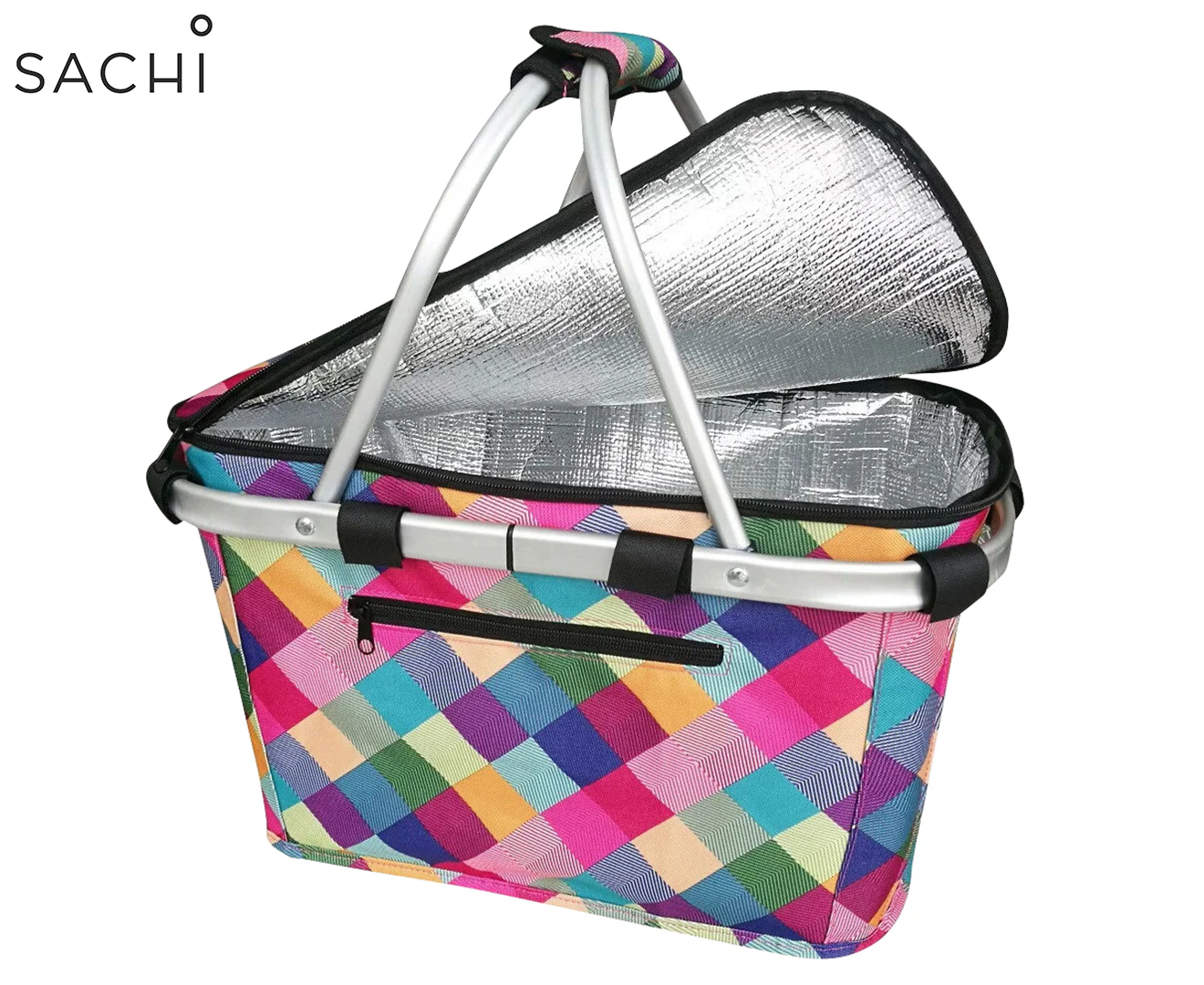 Sachi Insulated Carry Basket with Lid - Harlequin