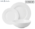 Wilkie Brothers 12-Piece Rim Royale Dinner Set - White