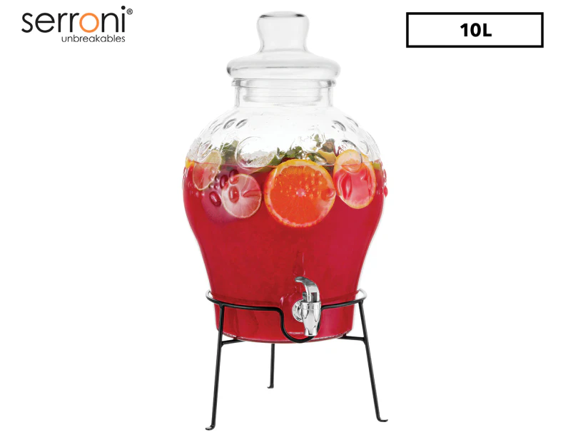 Serroni 10L Saluti Glass Beverage Dispenser w/ Stand