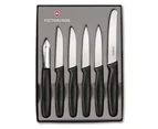 12pc Victorinox Paring Stainless Steel Knife Set Serrated Straight Knives Black