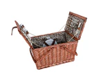 Avanti 4 Person Willow Handle Leopard Picnic Travel Basket Cutlery Shaker Plate