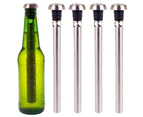 4pc Bartender Stainless Steel Chill Ice Cold Beer Bottle Chiller Pourer Sticks