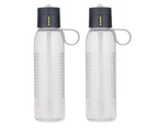 2 x Joseph Joseph 750ml Dot Active Water Bottle Plastic Drink Container Flask GRY