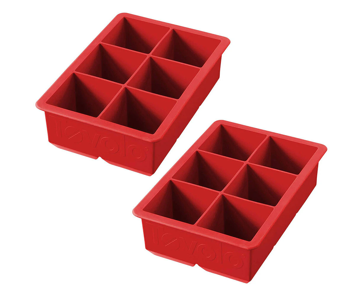 2x Tovolo Silicone King Cube Ice Tray Cubes Mould Kitchen Barware Apple Red