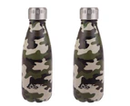 2x Oasis 350ml Double Wall Insulated Drink Water Bottle Vacuum Flask Camo Green