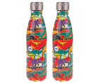 2 x 2PK Oasis 500ml Stainless Steel Double Wall Insulated Drink Bottle Cup Dinosaurs