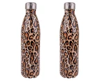 2 x Oasis 500ml Double Wall Insulated Drink Water Bottle Vacuum Flask Leopard