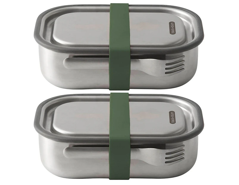 2PK Black + Blum 1L Vacuum Insulated Stainless Steel Lunch Box Container Green