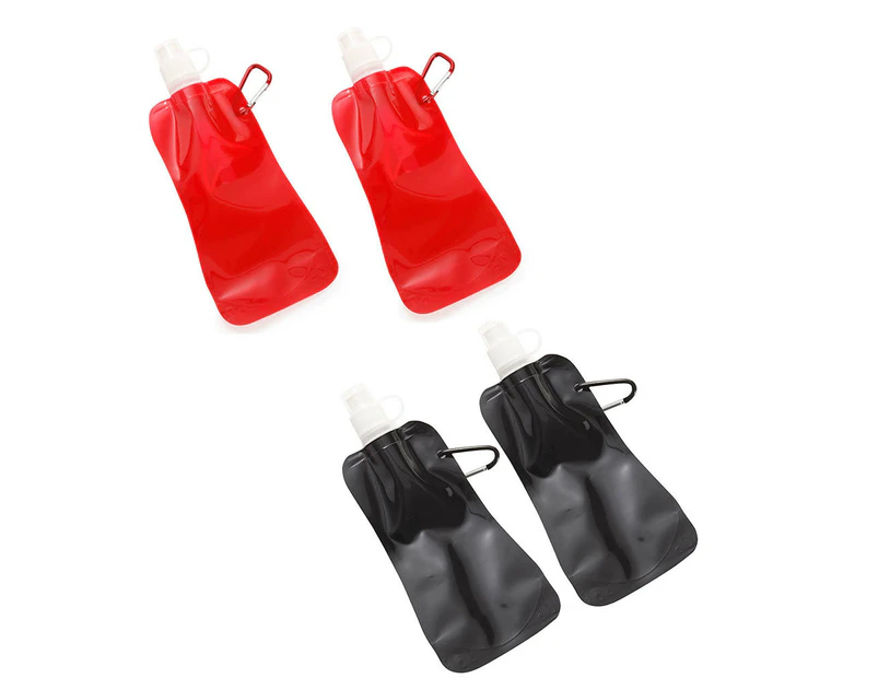 4x Doozie 450ml Collapsible Camping Water Drink Bottle Gym Sport Kids Red Black