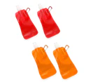 4x Doozie 450ml Collapsible Camping Water Drink Bottle Gym Sports Red Orange